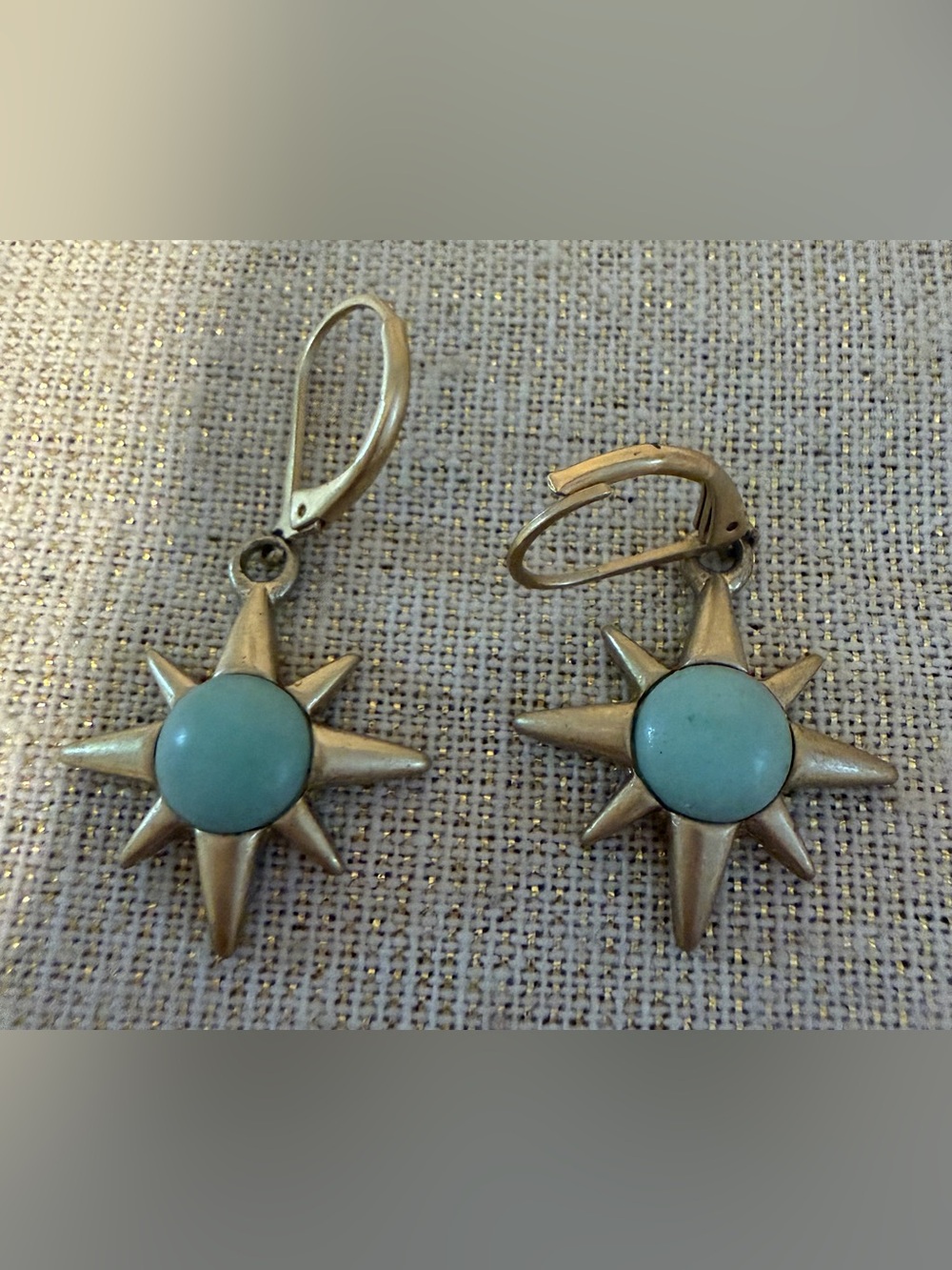 Lia Sophia Starburst Drop Earrings - Blue Gold Tone